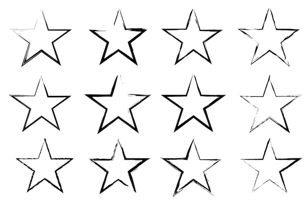 Conjunto de estrellas negras vectoriales Puntos negros sobre un fondo blanco Puntos aislados para diseño grunge