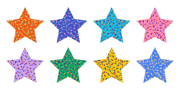 Vector conjunto de estrellas de patrón de puntos coloridos