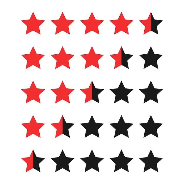 Conjunto de estrellas rojas de calificación