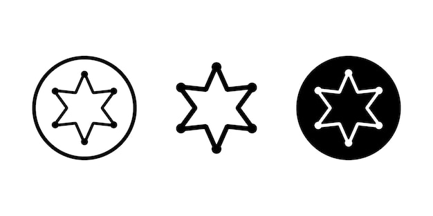 Conjunto de estrellas de sheriff Ilustración de diseño de estrella occidental sheriff Icono de vector de policía