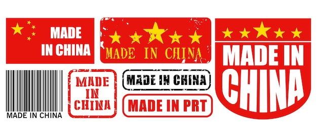 Conjunto de etiqueta hecha en china para productos minoristas o artículos de tela