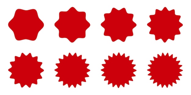 Conjunto de etiqueta de precio rojo Venta o descuento etiqueta de insignia de sol icono de oferta especial etiqueta de precio