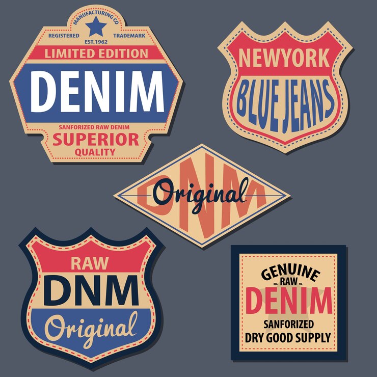 Vector conjunto de etiqueta vintage denim.