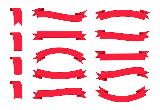 conjunto de etiquetas y banners de cinta roja