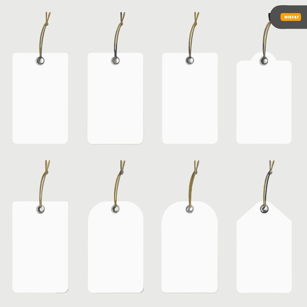 Conjunto de etiquetas blancas en blanco
