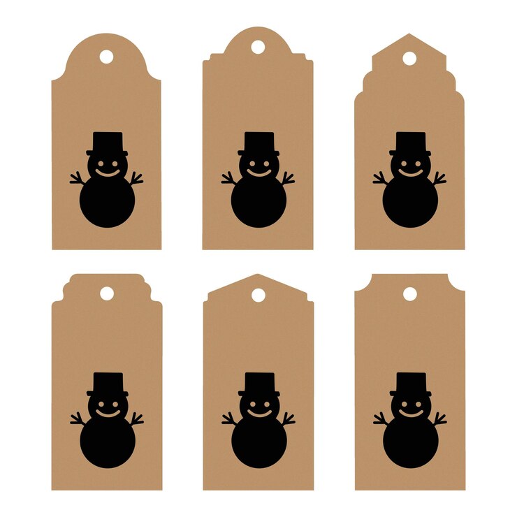 Conjunto de etiquetas en blanco de artesanía navideña con vector de agujero