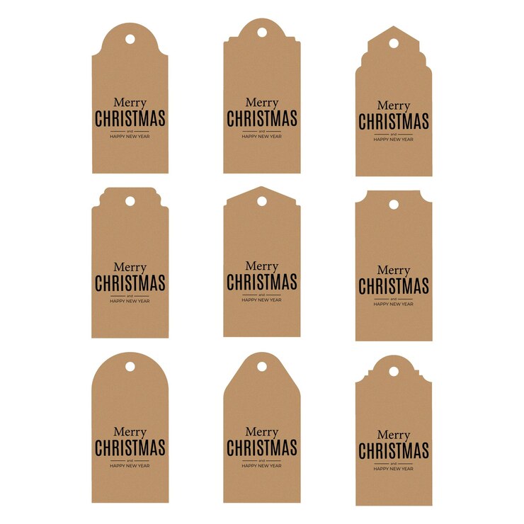 Conjunto de etiquetas en blanco de artesanía navideña con vector de agujero