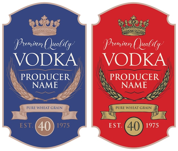 conjunto de etiquetas para botellas de vodka
