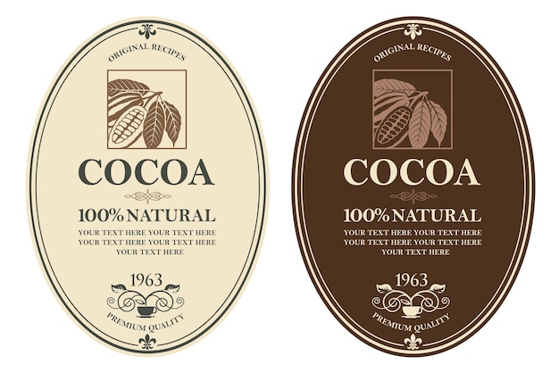 Conjunto de etiquetas de cacao