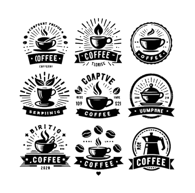 conjunto de etiquetas de café Colección de emblemas de insignia de logotipo diferente en fondo blanco Vector negro