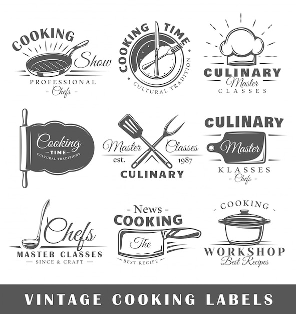 Vector conjunto de etiquetas de cocina vintage