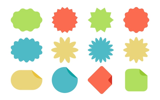 Conjunto de etiquetas coloridos elementos de etiquetas colección de cintas simples modernas ilustración vectorial