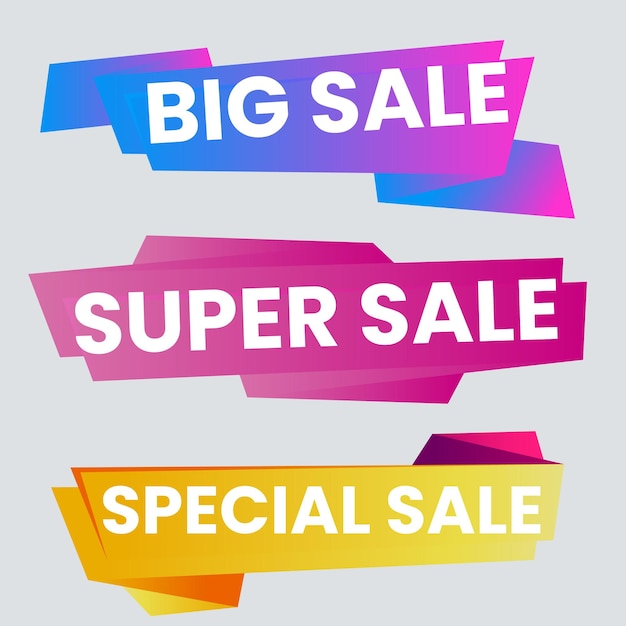 Conjunto de etiquetas de descuento, ilustraciones vectoriales, banners de venta para promociones, 25 descuentos, 50 descuentos y 75 descuentos.