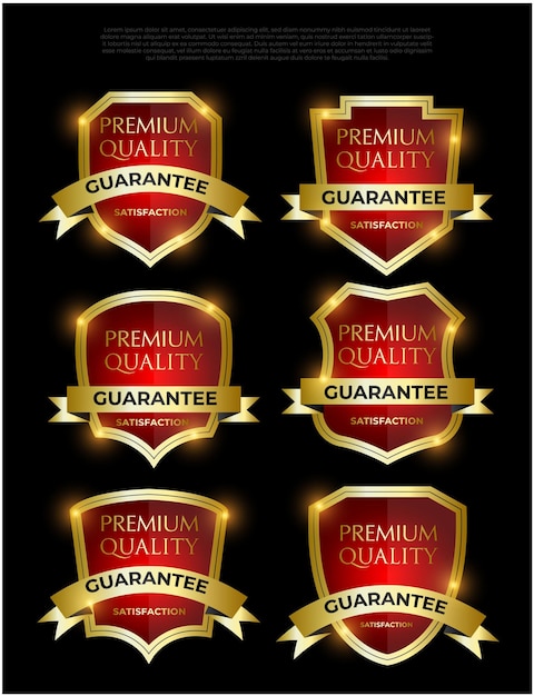 conjunto de etiquetas doradas de calidad garantizada premium