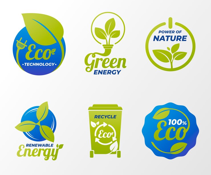 Vector conjunto de etiquetas ecológicas gradiente