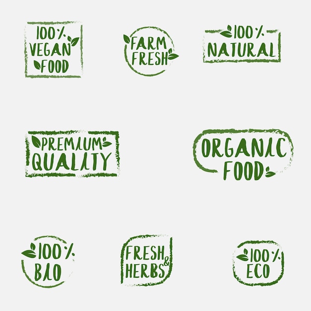 conjunto de etiquetas ecológicas verdes