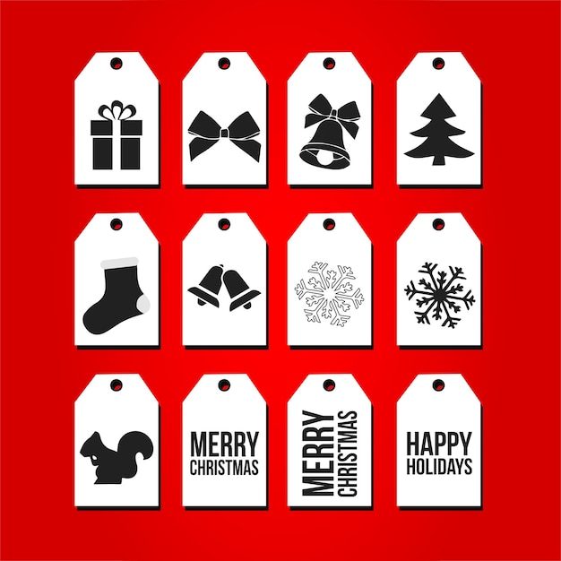 Conjunto de etiquetas con elementos navideños.