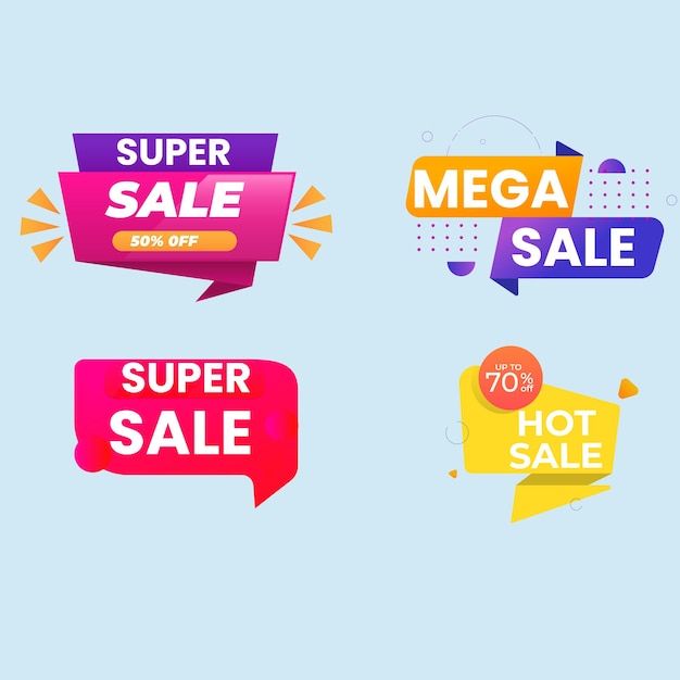 Conjunto de etiquetas y etiquetas de venta Mockup vectorial de pegatinas y insignias de compras