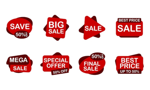 Conjunto de etiquetas y etiquetas de venta Pegatinas de compras e insignias vector maqueta