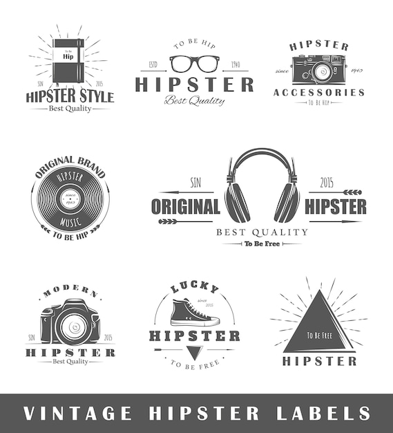 Conjunto de etiquetas hipster vintage