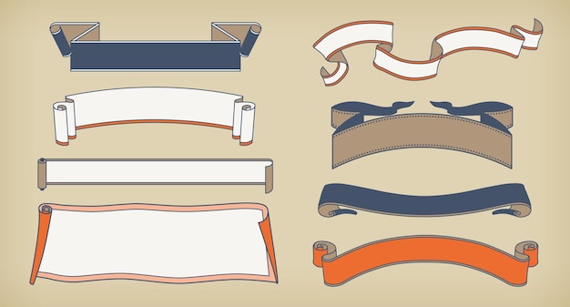 Un conjunto de etiquetas horizontales de diseño retro.