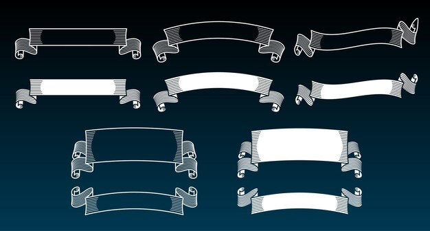 Un conjunto de etiquetas horizontales de diseño retro.