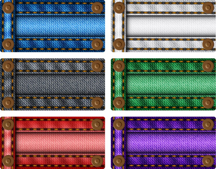 Vector conjunto de etiquetas de jeans coloridos