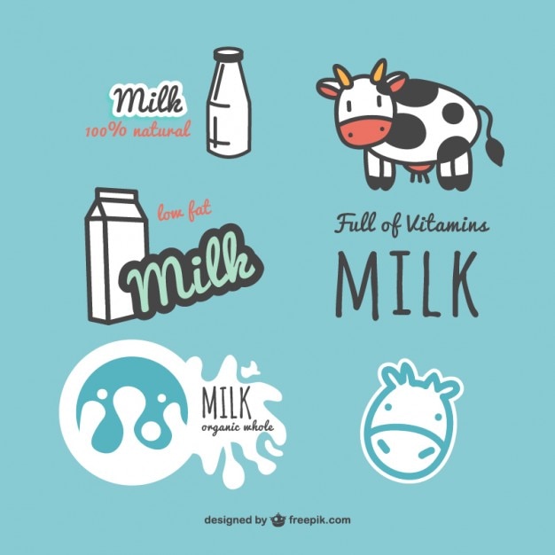 Conjunto de etiquetas de leche