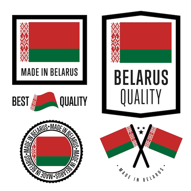 Conjunto de etiquetas Made in Belarus