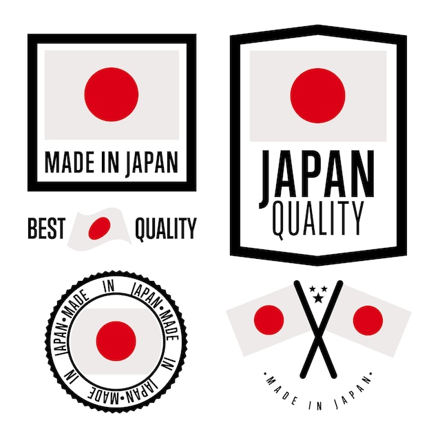 Vector conjunto de etiquetas made in japan