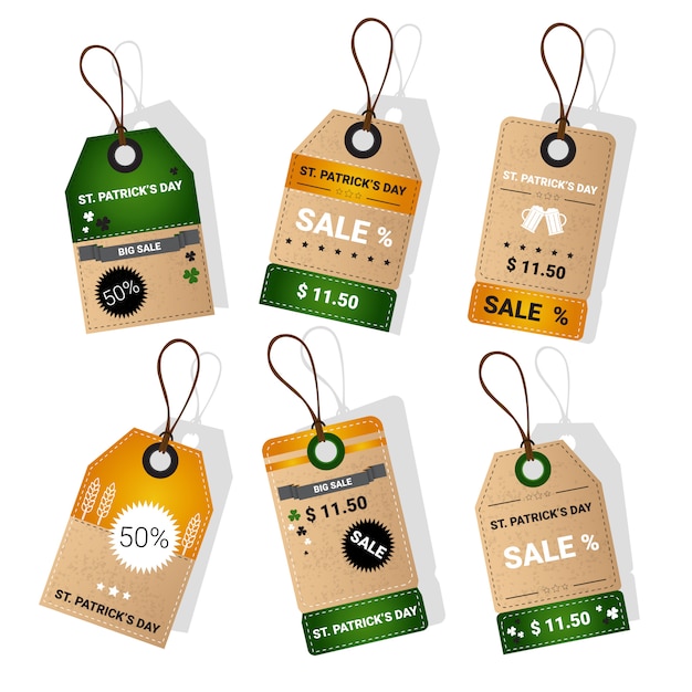 Conjunto de etiquetas de oferta especial del Festival de la cerveza del Día de San Patricio