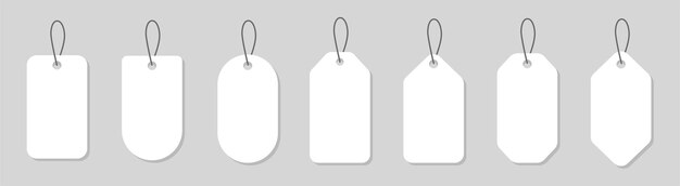 Conjunto de etiquetas de papel en blanco Etiqueta de precio blanco de diferentes formas Plantilla de etiqueta vintage vectorial