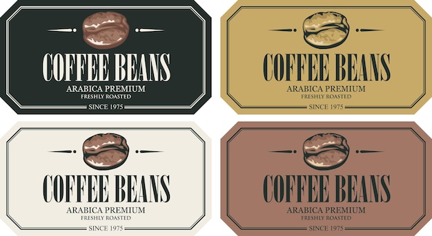 Vector conjunto de etiquetas para el paquete de granos de café