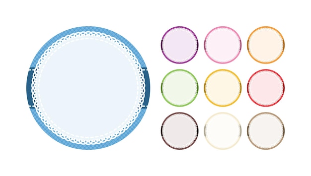 Conjunto de etiquetas de pegatinas redondas elegantes y simples con diseños de fondo en blanco en varios colores