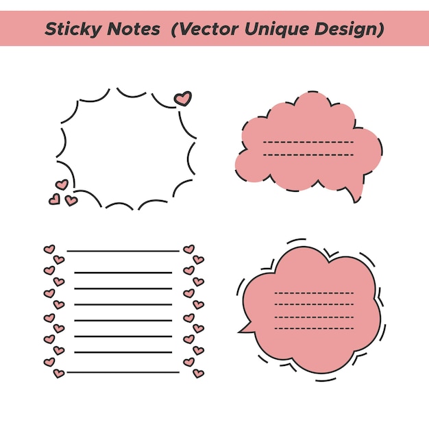 Conjunto de etiquetas para portátiles, notas adhesivas en forma de nube. ilustración vectorial