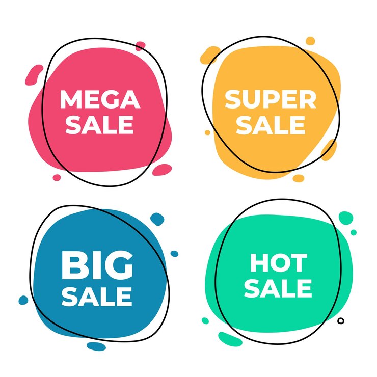 Vector conjunto de etiquetas de precios coloridas y promociones de banners de venta