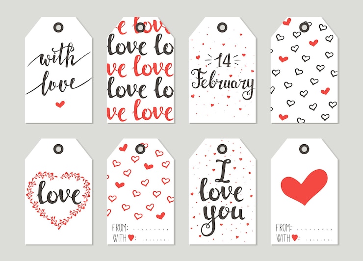 Vector conjunto de etiquetas de regalo de san valentín