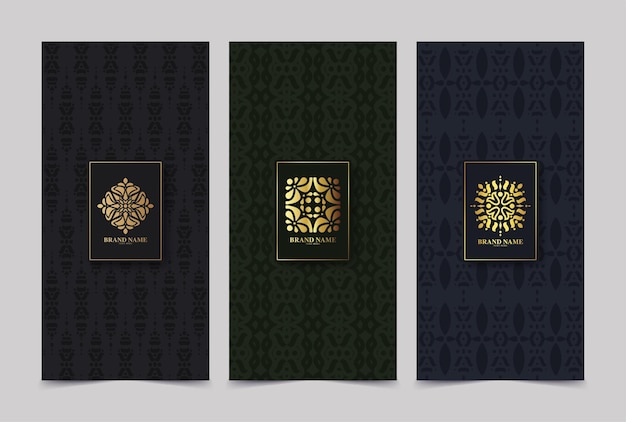 Conjunto de etiquetas retro de lujo con logotipo vectorial caligráfico Colección de monogramas antiguos