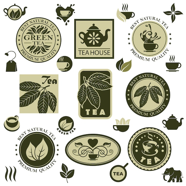 Conjunto de etiquetas de té