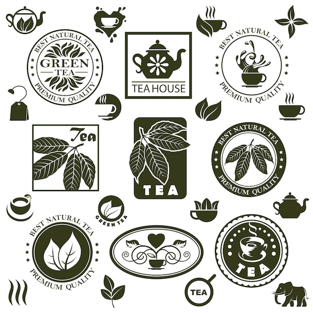 Conjunto de etiquetas de té