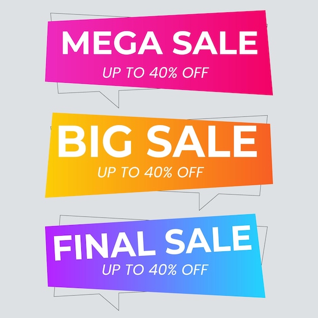 Conjunto de etiquetas de venta o banners encabezados de ofertas especiales pegatinas de descuento elementos vectoriales para el sitio web d