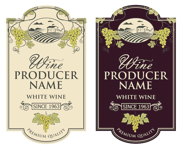 Vector conjunto de etiquetas de vino