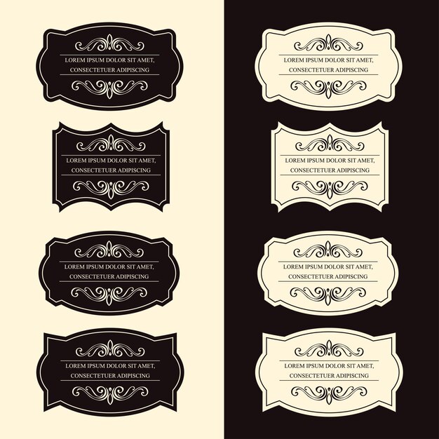Vector conjunto de etiquetas vintage y conjunto de marcos
