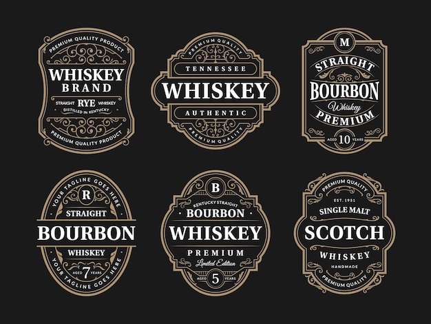 Vector conjunto de etiquetas vintage para whisky