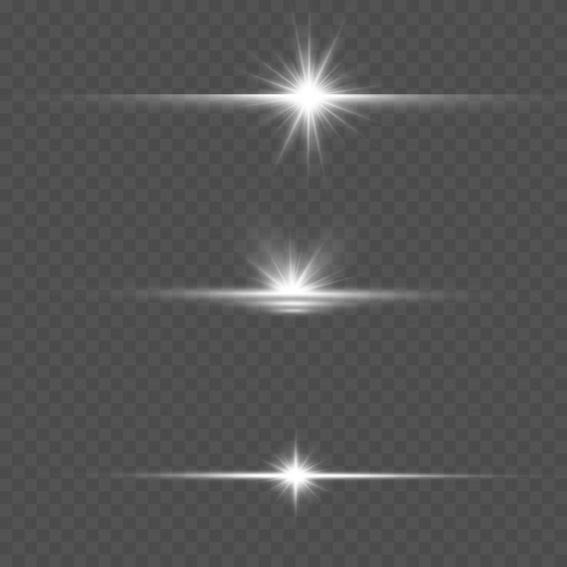 Conjunto de explosiones de luz blanca brillante
