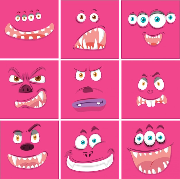 Vector conjunto de expresiones rosadas