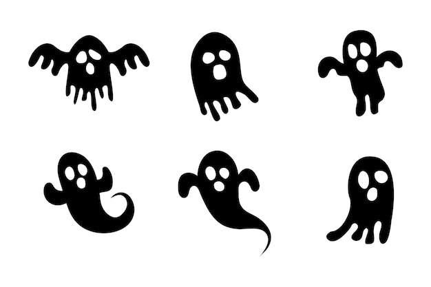 Vector conjunto de fantasmas para halloween. elementos y objetos de halloween para proyectos de diseño.