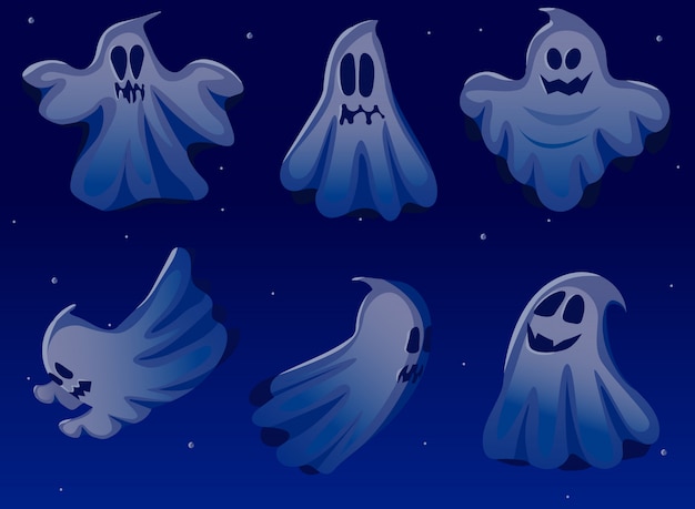 Vector conjunto de fantasmas de halloween.