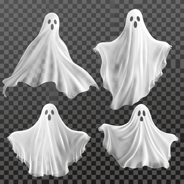 Vector conjunto de fantasmas realistas aislados en transparente