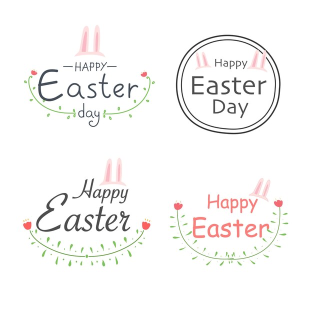 Conjunto de felices etiquetas de Pascua